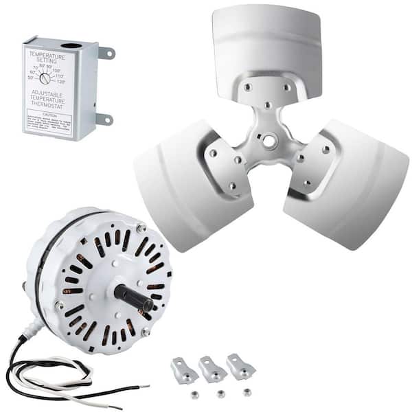 Replacement Attic Fan Motor 3.4 Amps 1100RPM 1/10HP 120-Volt with 58033 Adjustable Thermostat Switch and Fan Blade Kit