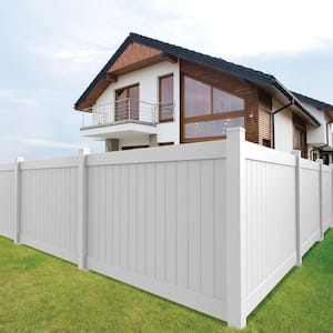 5 in. x 5 in. x 9 ft. White Vinyl Routed Fence Corner Post