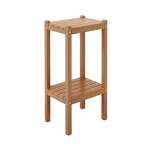 Laguna Plastic Indoor/Outdoor Patio Side Table with Storage Shelf Teak