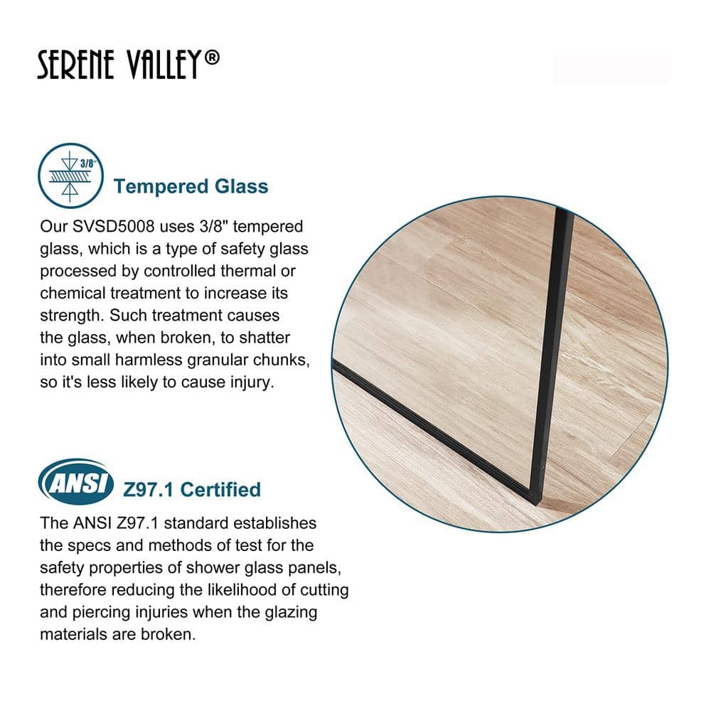 34'' W Matte Black Framed Clear Glass Shower Enclosure