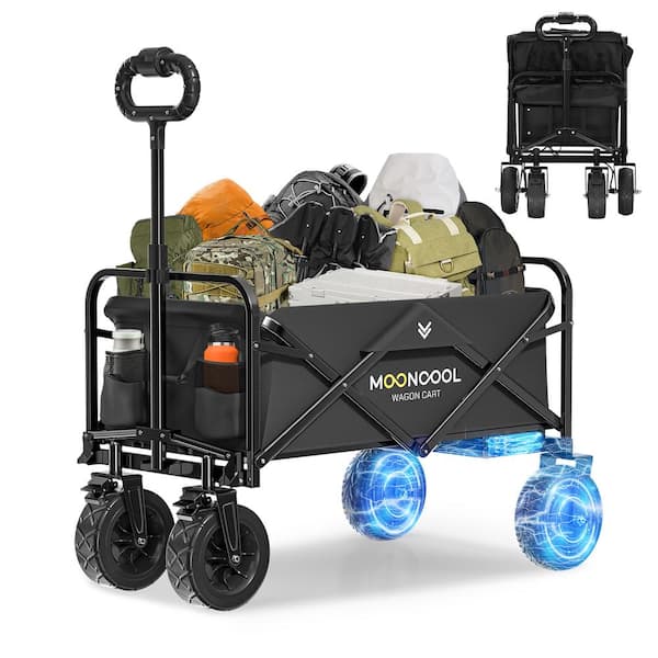 MOONCOOL 7.06 cu. ft. Foldable Wagon Collapsible with 8 in. All-Terrain Wheel, Metal Garden Cart for Camping, Garden