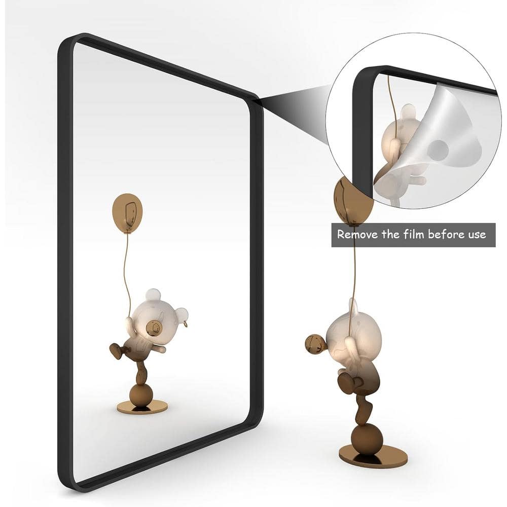 Matte Black Aluminum Rectangular Floating Vanity Mirror