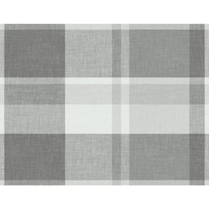 Madaket Dark Grey Plaid Wallpaper Sample