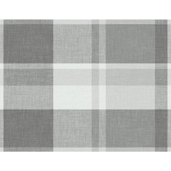 A-Street Prints Madaket Dark Grey Plaid Wallpaper Sample