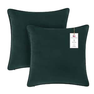 A1HC Forest Green Velvet Decorative Pillow Cover Pack of 2, 24 in. x 24 in. Hidden YKK Zipper, Throw Pillow Covers Only