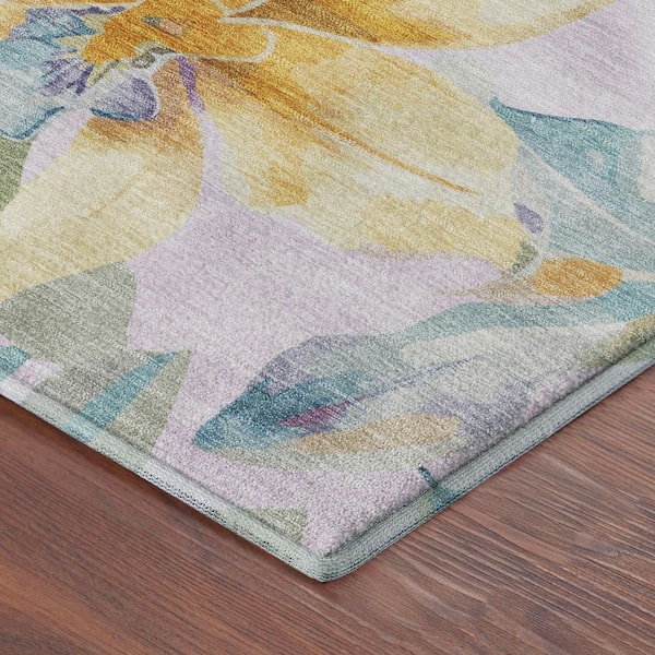 Mayfield Premium Machine Washable Abstract AMF2262 Lavender 2 ft. x 7 ft. Runner Rug