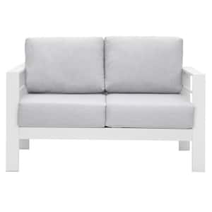 Aluminum Outdoor Loveseat with Light Gray Cushions