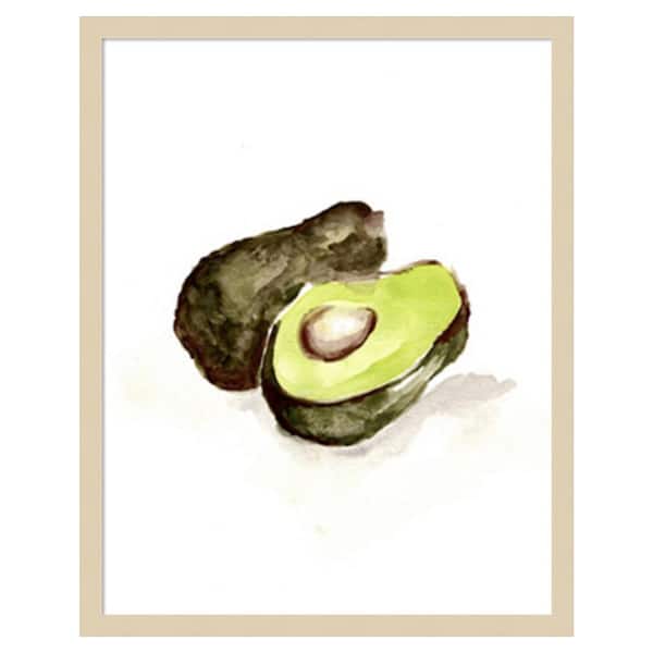Amanti Art Veggie Sketch Avocado by Marcy Chapman 20 in. W x 25 in. H. Wood Framed Wall Art Print Framed in Brown