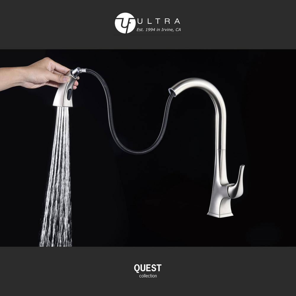 Brushed Nickel High-Arc Single Handle Kitchen Faucet with Pull-out Spray