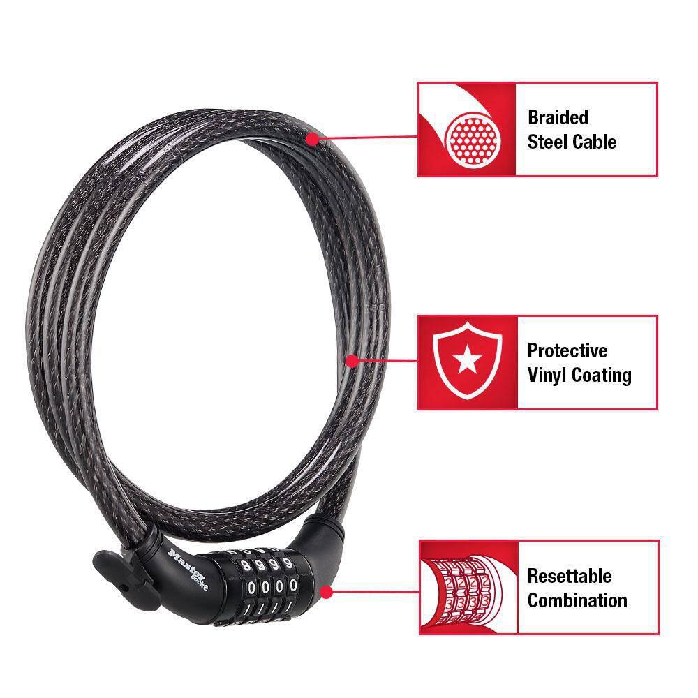 Buy Bike Lock Cable with Combination, Resettable, 5 ft. Long Online at