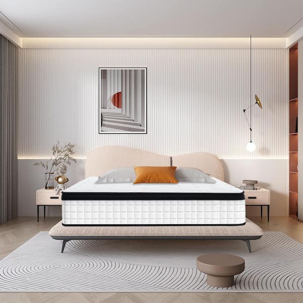 12 in. Queen Size Hybrid Mattress, CertiPUR-US Memory Foam & Pocket Springs, OEKO-TEX Cover, Medium Plush, Edge Support