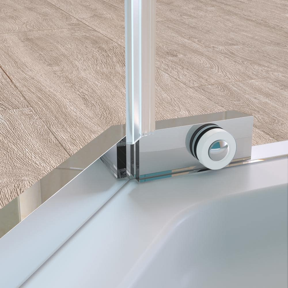 36" Chrome Neo-Angle Frameless Pivot Shower Door with Clear Glass