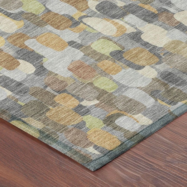 Chantille Machine Washable Indoor/Outdoor Abstract ACN2451 Gray 8 ft. x 8 ft. Round Rug