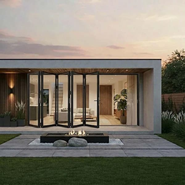 144 in. x 80 in. Black Right handle/Outswing Aluminum Folding Patio Door with Double-Pane Tempered Glazing and Lock Set