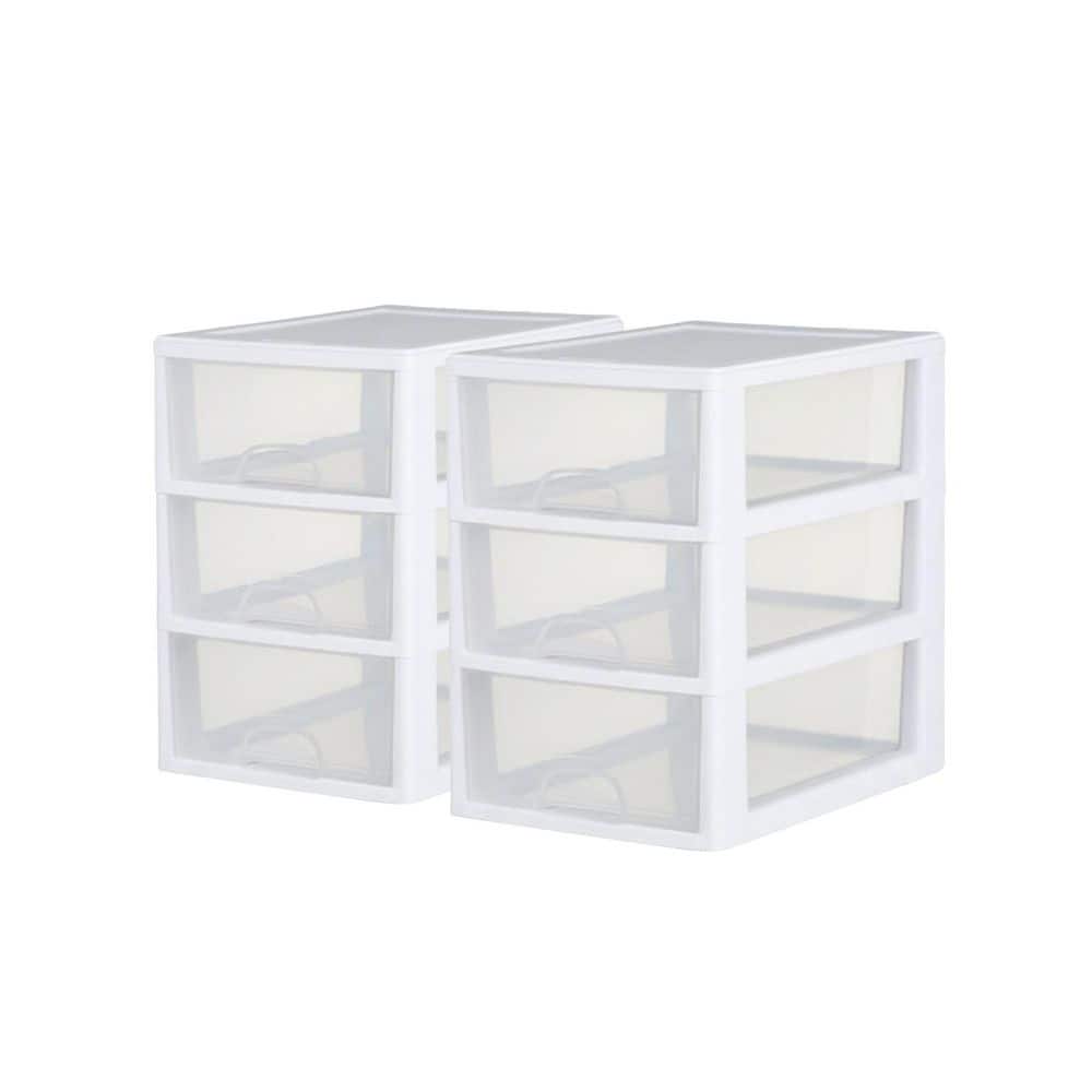 8.87 in. W x 6 in. H x 12.88 in. D 6 qt. Stacking Storage Drawer, Plastic Home Organizer Bin, Clear, (6-Pack)