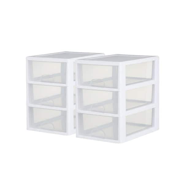 Small Box 6 qt. Modular Stacking Storage Drawer Container Closet (6-Pack)