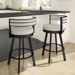 Browser 26 in. Light Grey Polyester/Black Metal Swivel Counter Stool