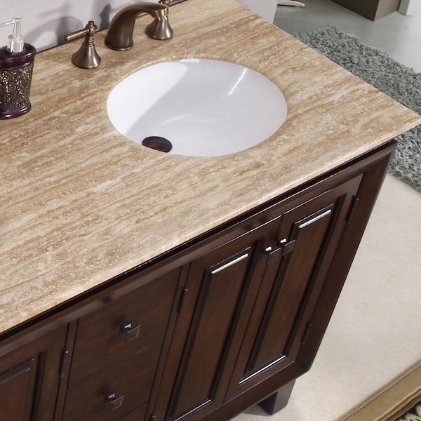 32 White Corner Sink Vanity Travertine Stone Top Bathroom Single