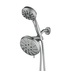 2 in. 1,6-Spray Patterns 6 in. Wall Mount High Pressure Dual Shower Head with Handheld Shower in Brushed Nickel
