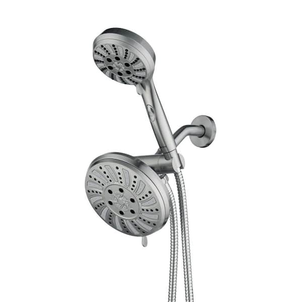 CASAINC 2 in. 1,6-Spray Patterns 6 in. Wall Mount High Pressure Dual Shower Head with Handheld Shower in Brushed Nickel