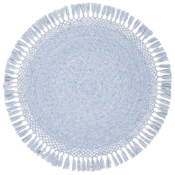 SAFAVIEH Sahara Blue Denim 6 ft. x 6 ft. Round Solid Area Rug