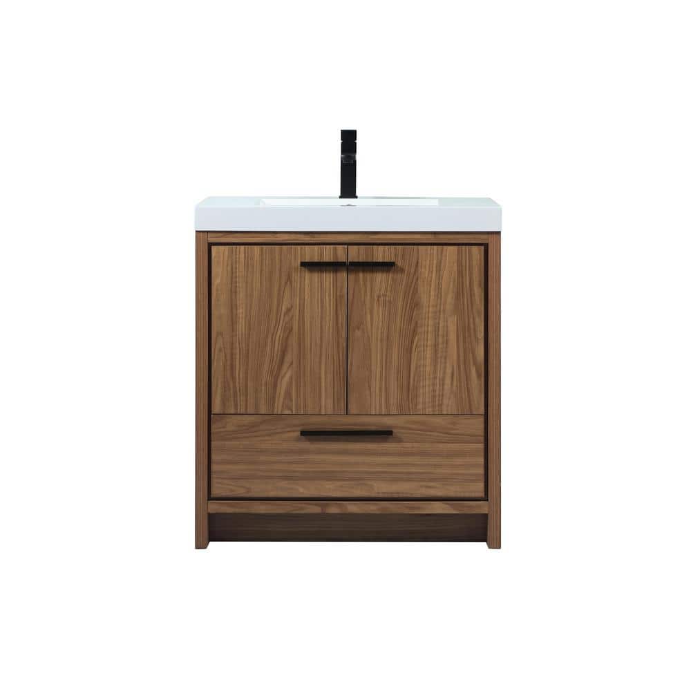 Timeless Home 30 in. W x 19 in. D x 34 in. H Bath Vanity in Walnut Brown wi