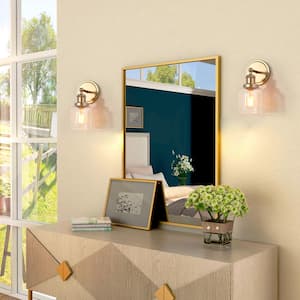 Modern Gold Bedroom Wall Lights 1-Light Bell Bathroom Vanity Lighting with Clear Glass Shade