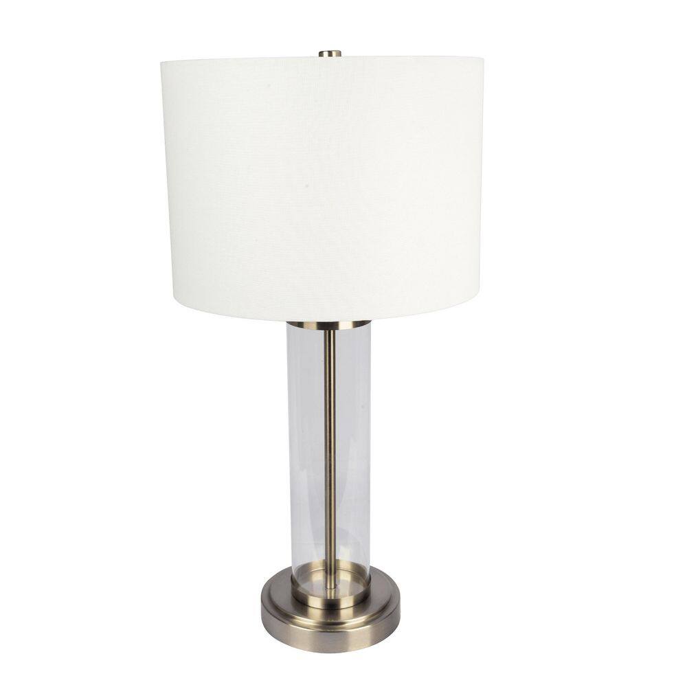 18 in. H Brushed Nickel Table Lamp with On/Off Switch Clear Glass Body Metal Base Task and Reading Silver and White price history on PriceWatchPro
