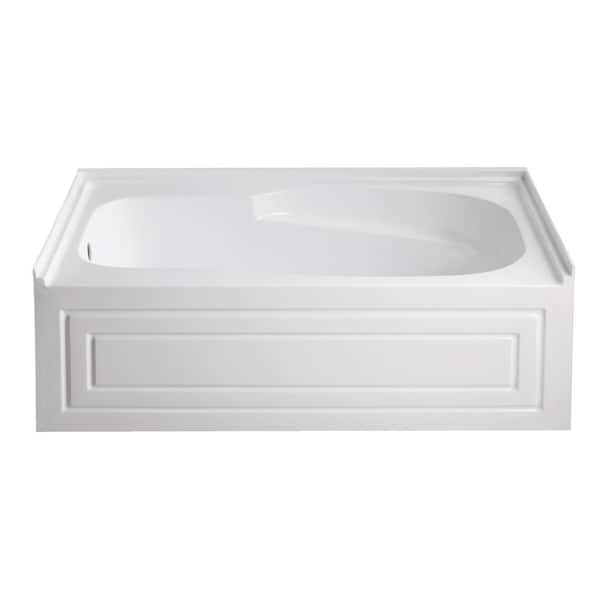 Oriel 60 in. Acrylic Left Drain Rectangular Alcove Bathtub in White