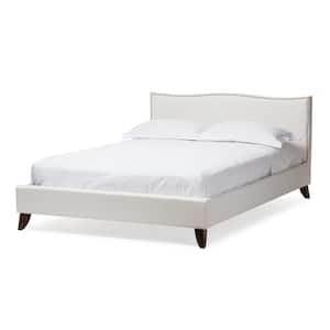 Battersby Transitional White Faux Leather Upholstered Queen Size Bed
