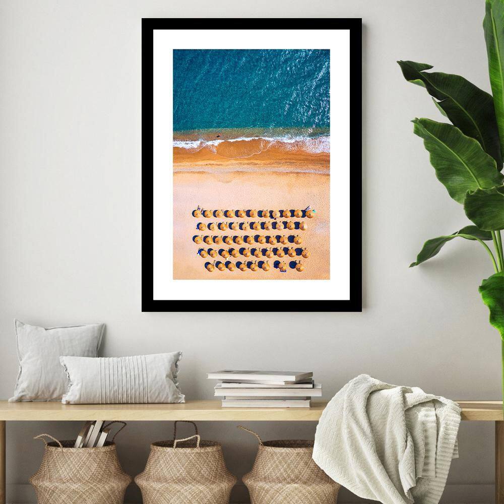 Beach Umbrellas Aerial View Framed Print for Kids Room