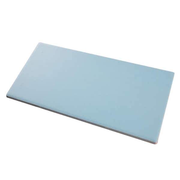 Piscina Brick Matte Light Blue 4-3/4 in. x 9-5/8 in. Porcelain Floor and Wall Take Home Tile Sample