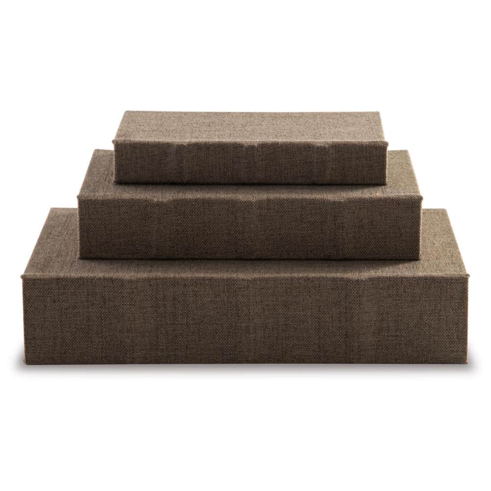 Brown Faux Book Keepsake Storage Box Set of 3
