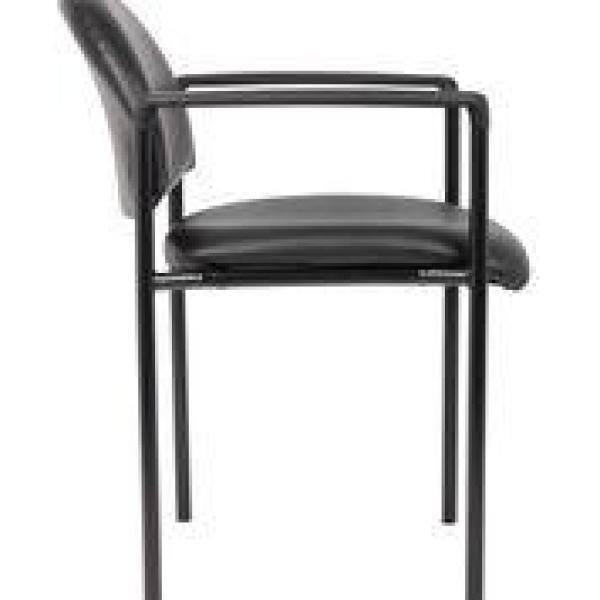 Contemporary Black Caressoft Stacking Chair with Metal Frame