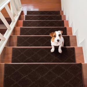 Stair Treads, Stairs Carpet Non Slip 9 in. x 28 in. Anti Slip Carpet Soft Stair Mats Stair Tread Cover (15 pcs Brown)