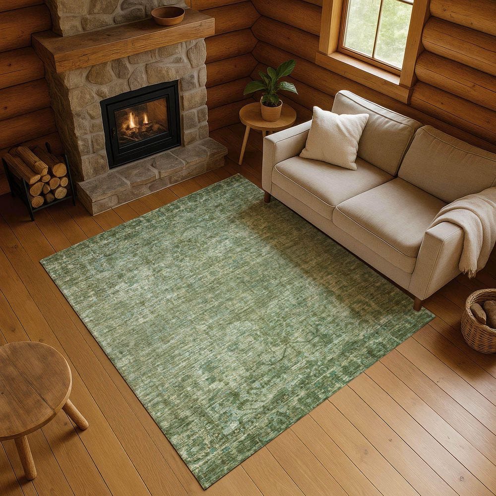 Mayfield Premium Machine Washable Abstract AMF1744 Olive 3 ft. x 5 ft. Area Rug price history on PriceWatchPro