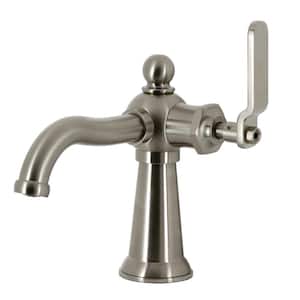 Knight Single-Handle Single Hole Bathroom Faucet with Push Pop-Up in Brushed Nickel