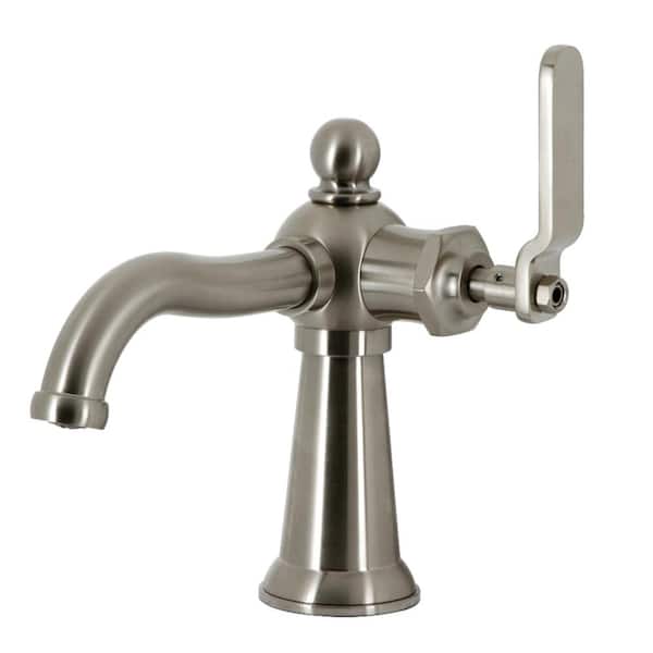 Kingston Brass Knight Single-Handle Single Hole Bathroom Faucet with Push Pop-Up in Brushed Nickel