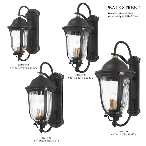 Minka Lavery Peale Street 3-Light Sand Black and Vermeil Gold