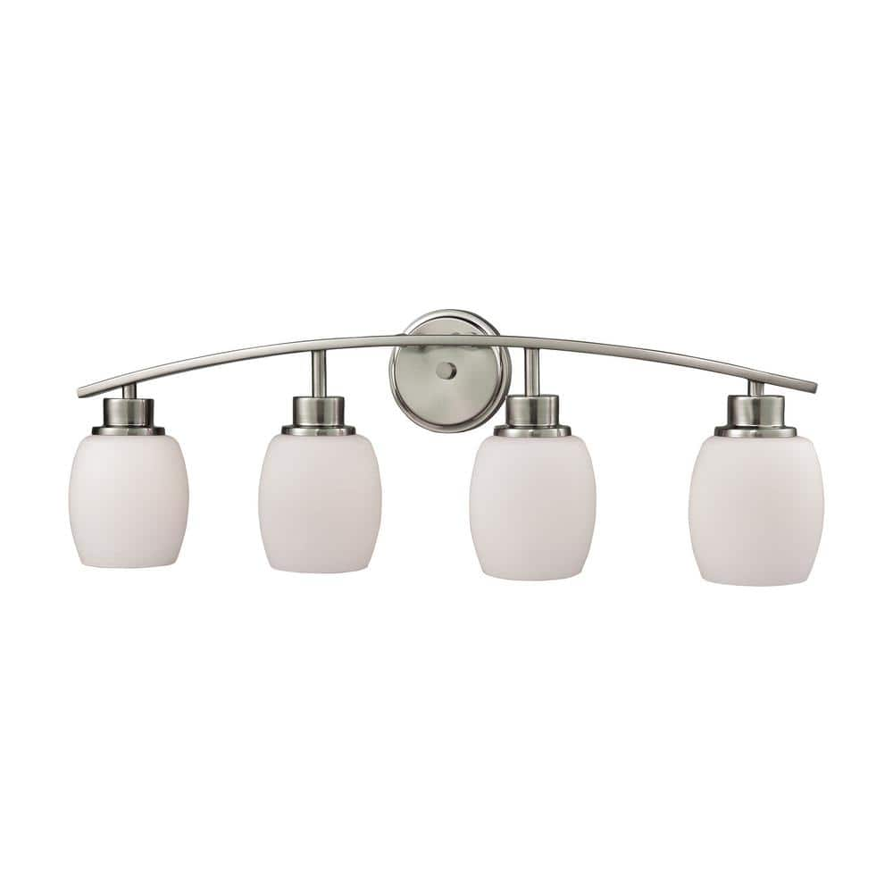 Thomas Lighting Casual Mission 4-Light Brushed Nickel with White Lined ...