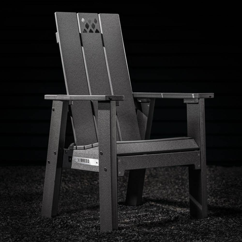 Gray Poly Lumber Outdoor Adirondack Chair with Stainless Steel Accents
