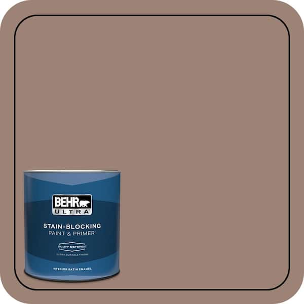 BEHR ULTRA 1 qt. #N150-4 Modern Mocha Extra Durable Satin Enamel Interior Paint & Primer