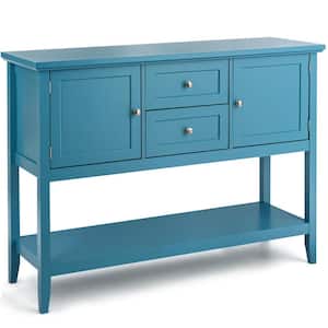 Blue Sideboard Buffet Table Wooden Console Table with Drawers and Cabinets