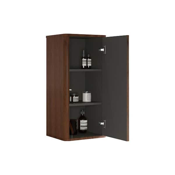14.17 in. W x 11.41 in. D x 29.52 in. H Bathroom Storage Wall Cabinet in Walnut