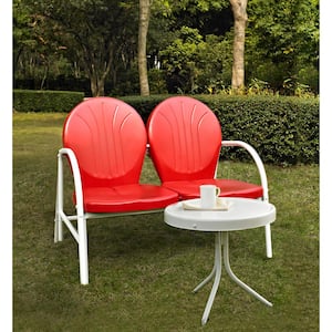 Griffith 2-Piece Metal Outdoor Conversation Seating Set - Loveseat and Table in Red