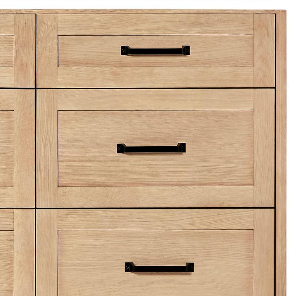 Monroe 66 Inch Oak Double Sink Vanity with Carrara White Quartz Top