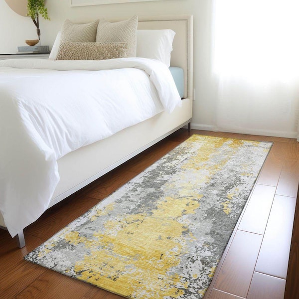 Chantille Machine Washable Indoor/Outdoor Abstract ACN1848 Yellow 2 ft. 3 in. x 7 ft. 6 in. Runner Rug