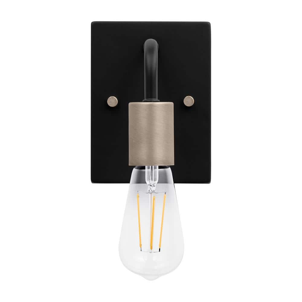Hampton Bay Northvale 4 in. 1-Light Matte Black Industrial Bathroom ...