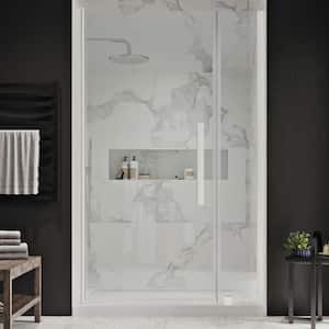 Pasadena 36 in. L x 36 in. W x 75 in. H Alcove Shower Kit w/ Pivot Frameless Shower Door in Satin Nickel and Shower Pan