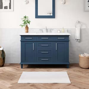 Sonoma 48 in. W x 22 in. D x 34 in. H Single Sink Bath Vanity in Midnight Blue with Carrara Marble Top